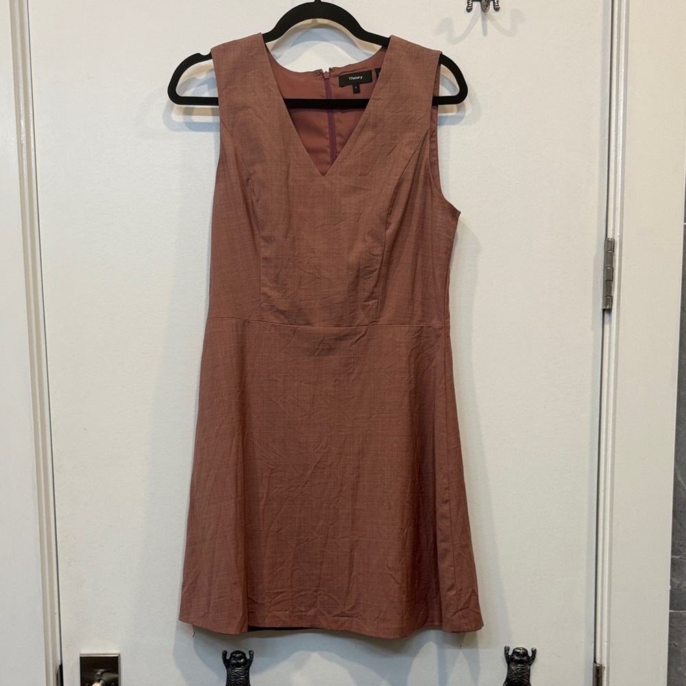 Theory Mauve V-Neck Sleeveless Dress
